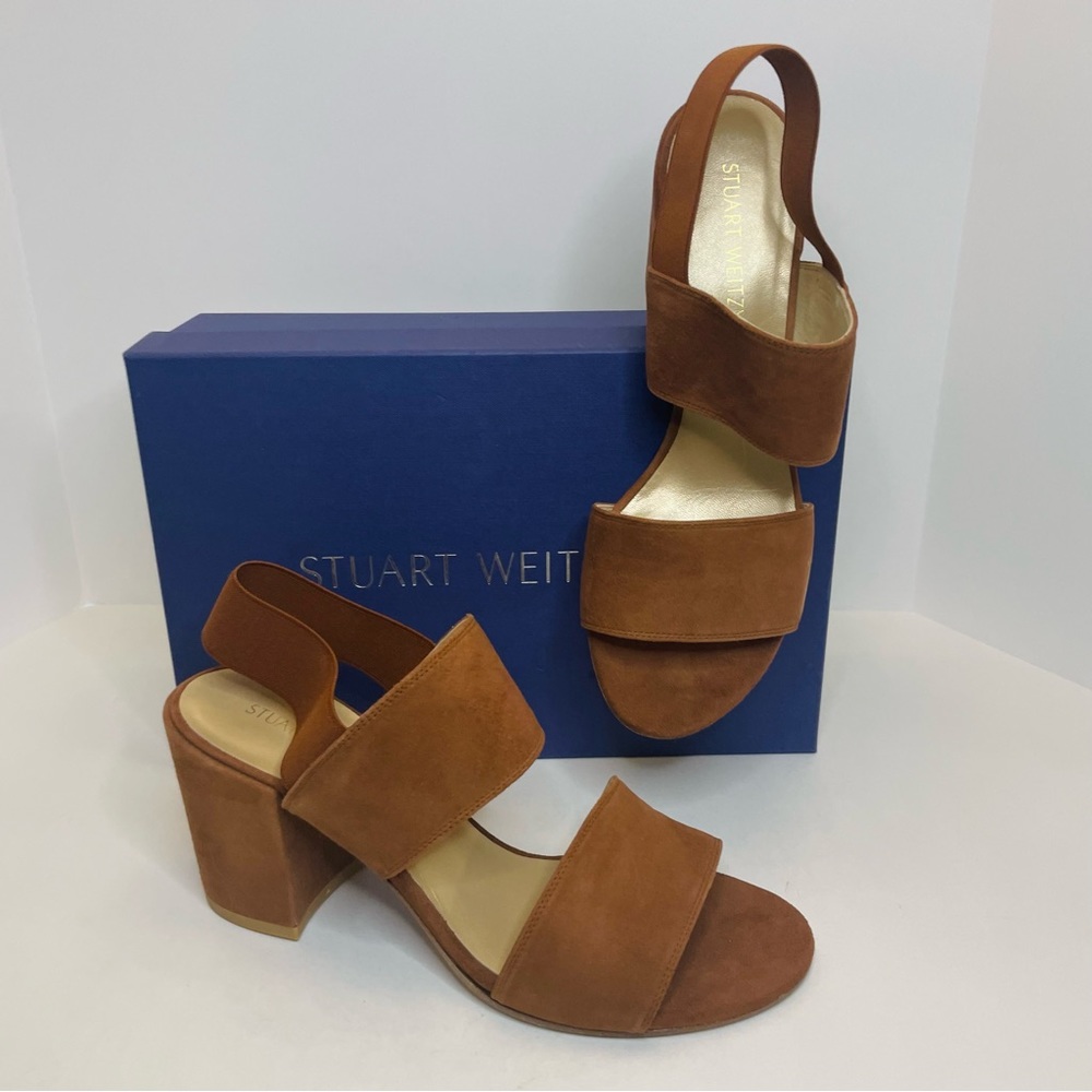 Stuart Weitzman Access Tan Suede Sandals Size 8.5 - Picture 2 of 7